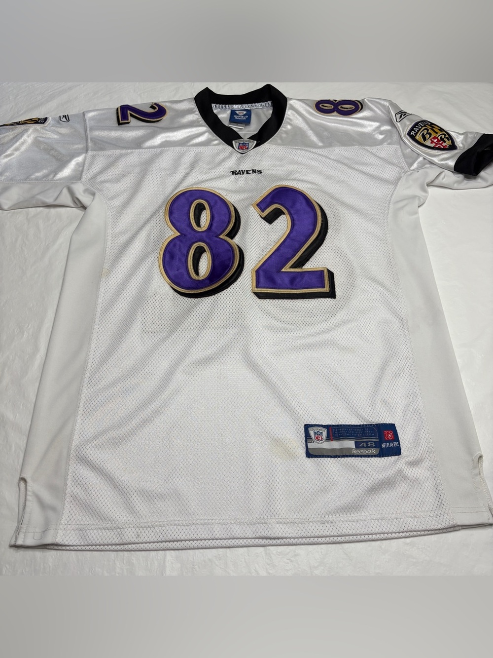 Reebok Torrey Smith #82 Baltimore Ravens White Jersey Men’s 48 XL Stained